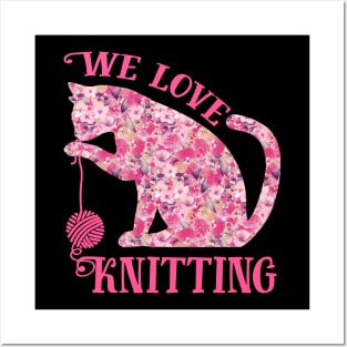 Cat knitting Posters and Art